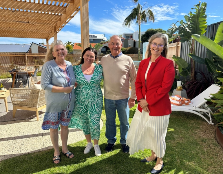 Grand prize winners David and family with MSWA CEO Melanie Kiely