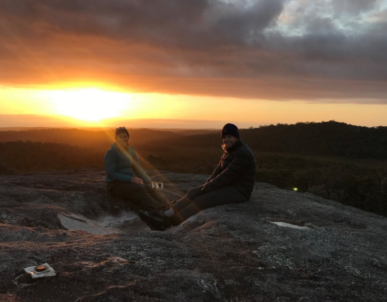 Kate Gatti and her friend hiking
