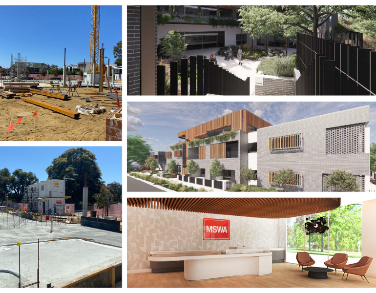 collage of progress update photos and renders