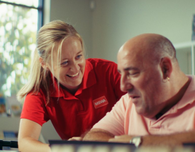 MSWA Neuro Care Nurse Aline Reid and Nick Chapman