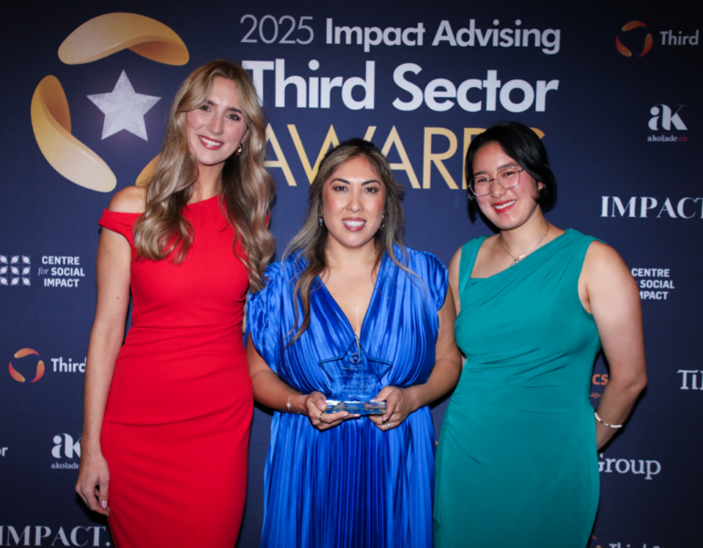 MSWA team members, Montana, Belinda and Julia at the Third Sector Awards.