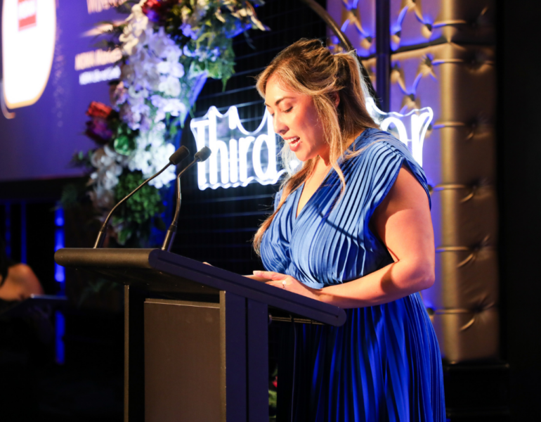 MSWA Brand and Campaign Manager, Belinda accepting the Marketing Excellence Award.