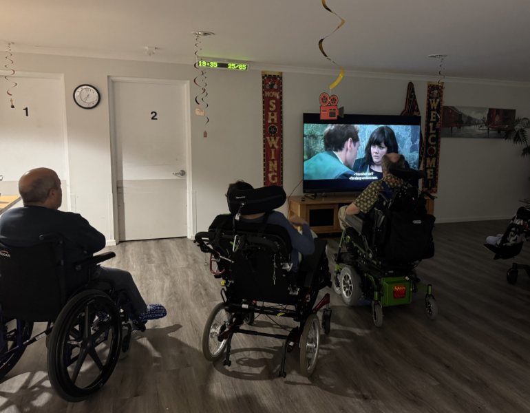 Movie night at MSWA Hamilton Hill High-Support Accommodation.