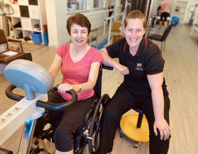 Ros Harman and Physio Kim Stationary Cycle Challenge 2020