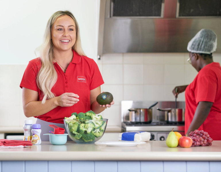 Dietitian promoting healthy eating at MSWA