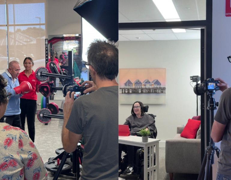 Behind the scenes of the MSWA Brand Photoshoot with Clients.