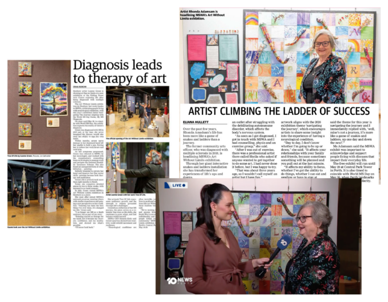Collage of media clippings.