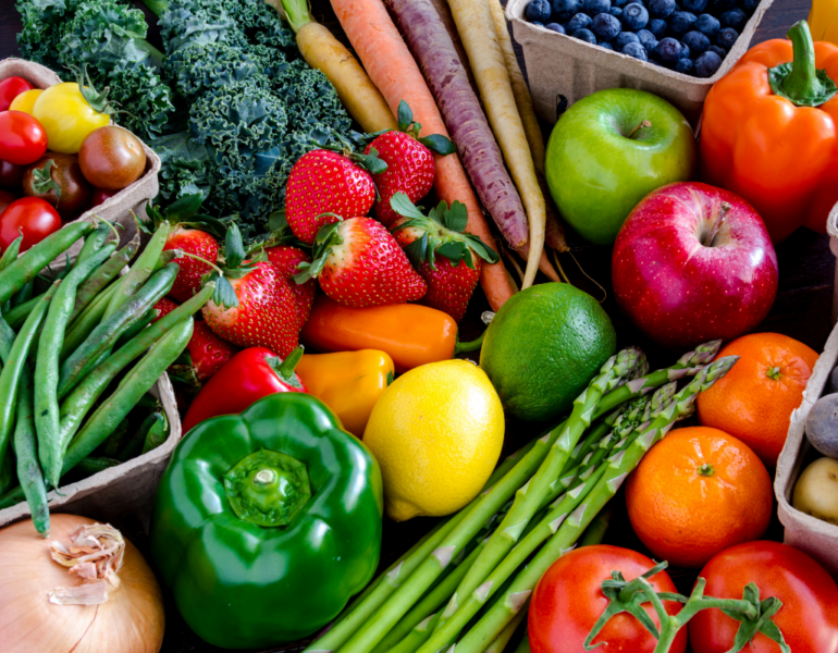 spread of fruit and vegetables