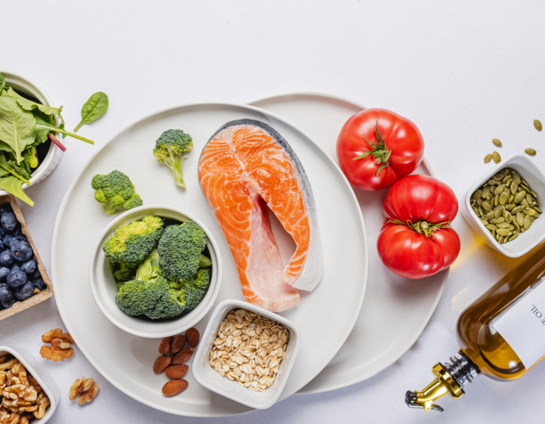 Balanced Diet Foods On Table