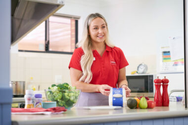 mswa dietitian smiling during a food prep session