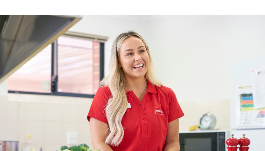 mswa dietitian smiling during a food prep session