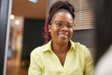 woman smiling