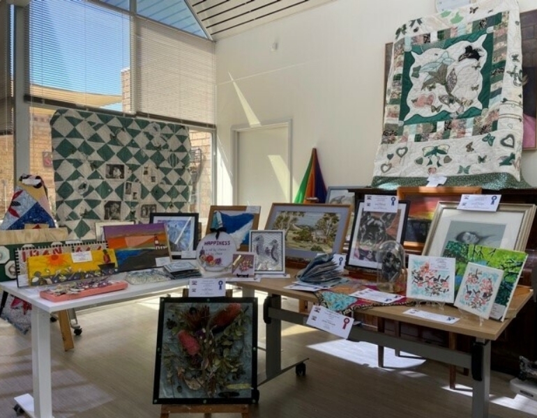 artwork displayed on tables