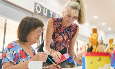 two women during an arts and crafts session
