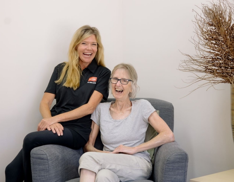 mswa staff and client smiling at the camera