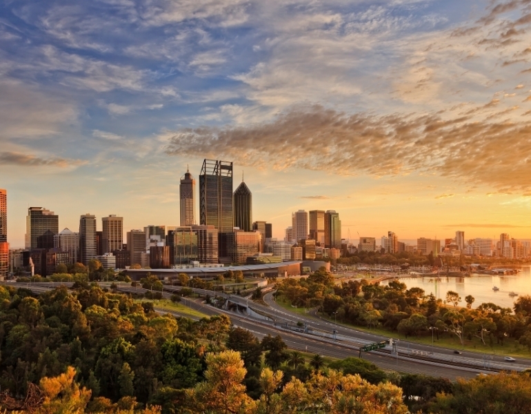City of Perth at sunrise