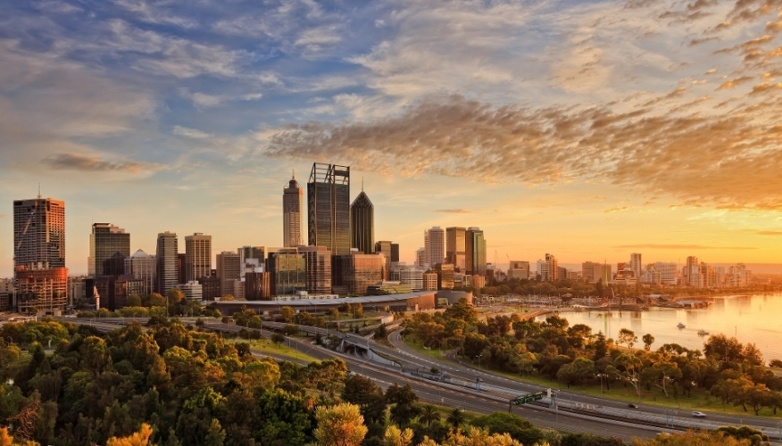 City of Perth at sunrise