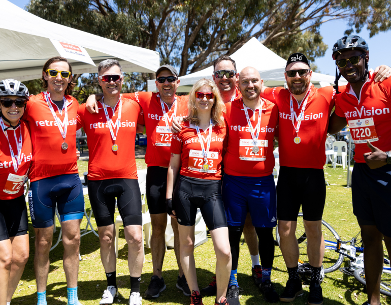 mswa ocean ride participants posing for a group photo