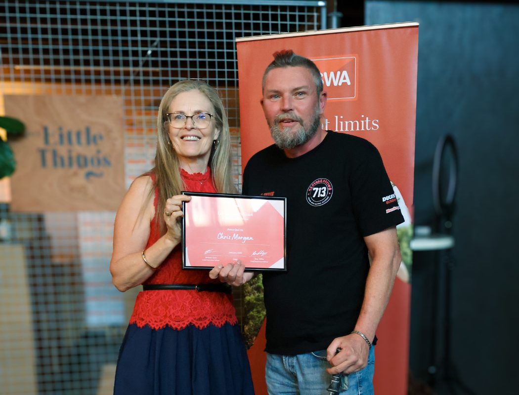 MSWA CEO Melanie Kiely, with Life not Limits Grant Recipient 2025, Chris Morgan